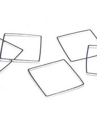 Link din alama, patrat, platina, 15x15 mm