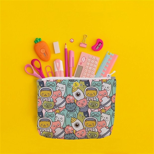 Penar Handmade, Pisici in Spatiu, Multicolor, 22x19 cm