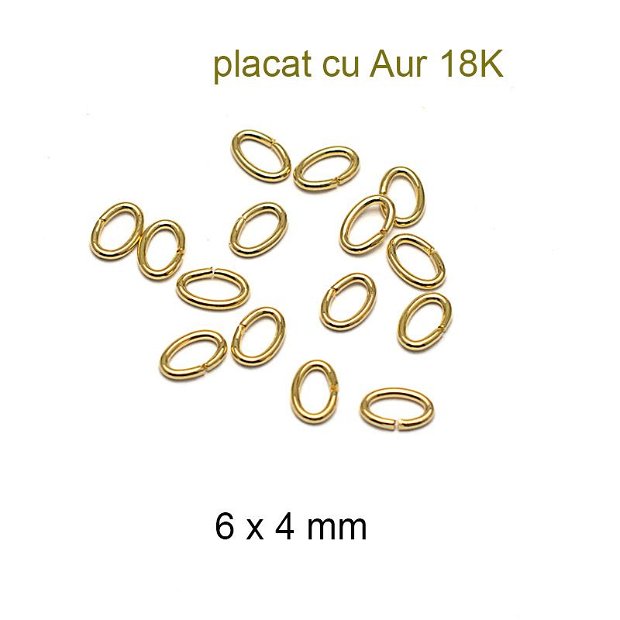 Zale ovale, placate cu aur 18K, 6 x 4 mm, PAU-11