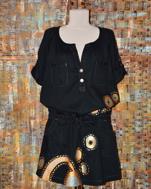 Rochie neagra pictata manual, unicat