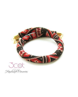 Colier handmade, crosetat cu margele de nisip - Ethnic Style