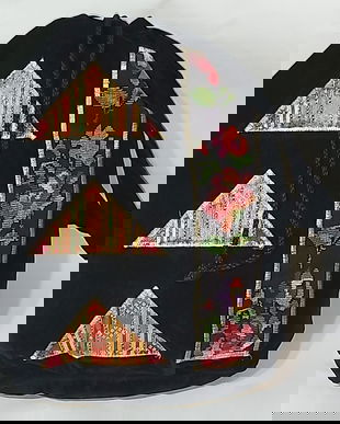 Geanta tip sac din catifea cu broderie  cusută