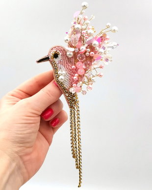 Rezervat Broșă - Powder Pink Bird