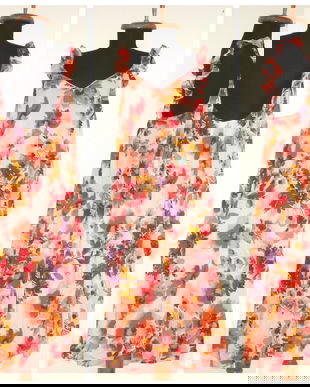 Rochie H&M, din materiale naturale, cu volane, print floral