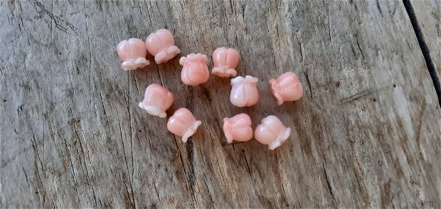 Boboc lalea din pasta de coral, roz-somon, 8.5x8 mm