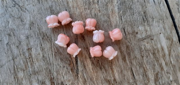 Boboc lalea din pasta de coral, roz-somon, 8.5x8 mm