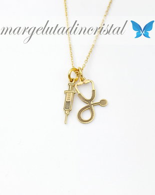 Lantisor/Colier/ Asistenta Mea Preferata / Medicul Meu Preferat / Argint 925 placat cu aur
