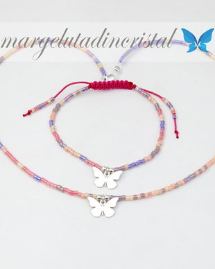Set lantisor si bratara / Miyuki / Fluturas / Argint 925