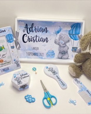 Set aniversar personalizat 1 anisor - Tatty Teddy Bear - Tavita mot si accesorii