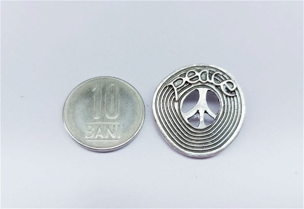 Brosa din zamac argintat-Peace/simbolul pacii
