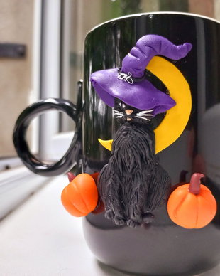 Cană neagră "Black cat"