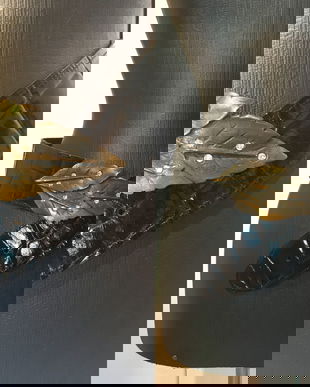 CUREA PIELE CU CATARAMA MASIVA FRUNSE CU CRISTALE