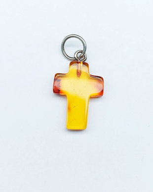 Cruciulita din chihlimbar/ambra/amber cu argint 925