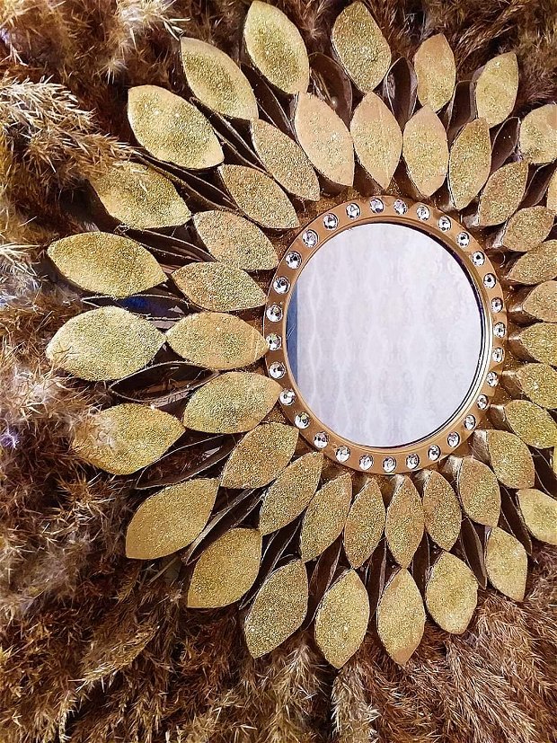 Decor perete oglinda decorativa nature bohoo pampas