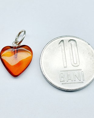 Pandantiv chihlimbar/ambra/amber inima cu argint 925
