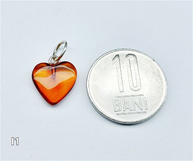 Pandantiv chihlimbar/ambra/amber inima cu argint 925