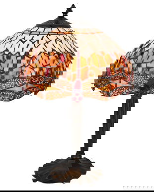 Lampa Tiffany din polirasina cu libelule colorate