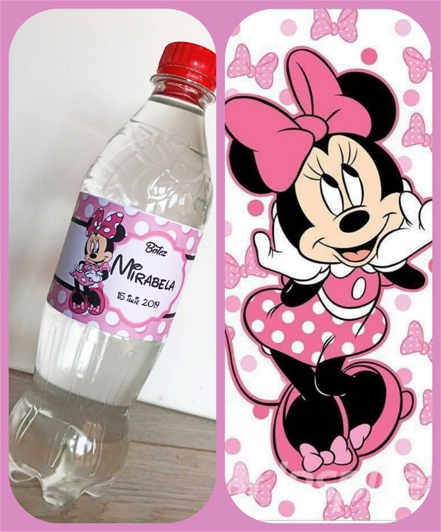 Etichete sticle Minnie mouse roz