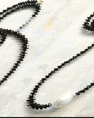 Colier CHOKER onix negru & perla Baroc