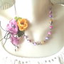 colier floral mov galben cu jad multicolor