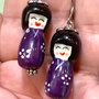 CERCEI~PURPLE GHEISHA~portelan pictat,accesorii argintate,inox