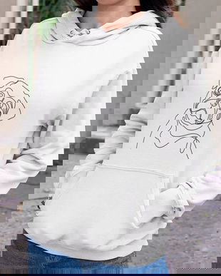 Hanorac brodat manual, Hanorac unisex, Hanorac pictat, Hanorac one line, Bluza unisex brodata manual, Hanorac caine, Pug, Catel, Catel brodat