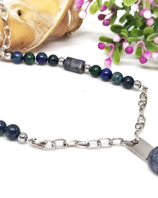 Colier inox azurit si lapis lazuli