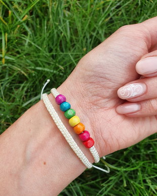 Bratara macrame curcubeu, Bratari asortate snur impletit
