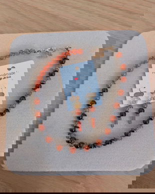 colier si cercei ambra si granat, cutie bijuterii si transport prin posta gratuit
