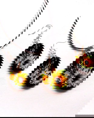 set bijuterii lemn cu floarea soarelui 41408