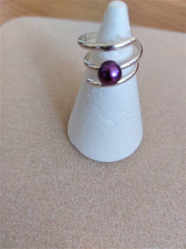 inel argint 925 tip spirala cu perla mov6mm,