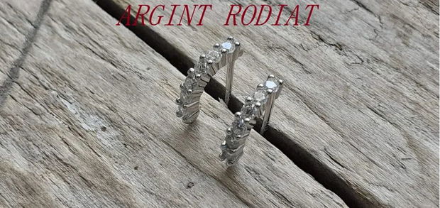 Tortite argint 925 rodiat si zirconii (2 buc), 14x3 mm