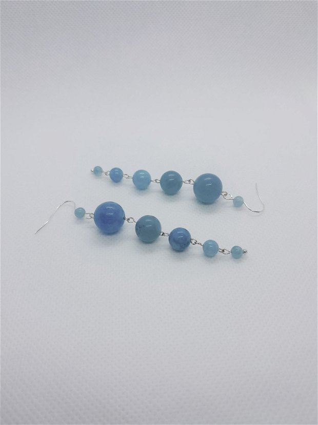 cercei handmade lungi din pietre semipretioase - Angelit - albastru deschis