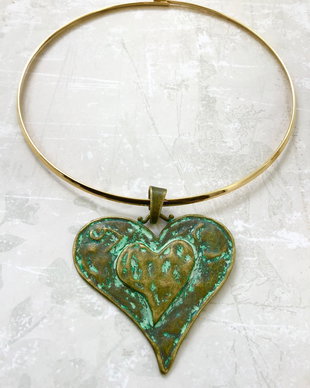 Pandantiv inima vintage bronz