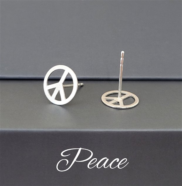 Cercei argint cu semnul păcii PEACE