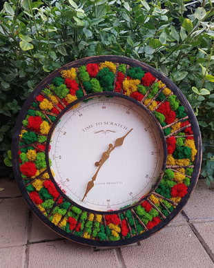 Ceas decorat cu licheni stabilizati, 40 cm