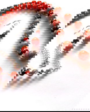 set howlite portocaliu si negru 41534