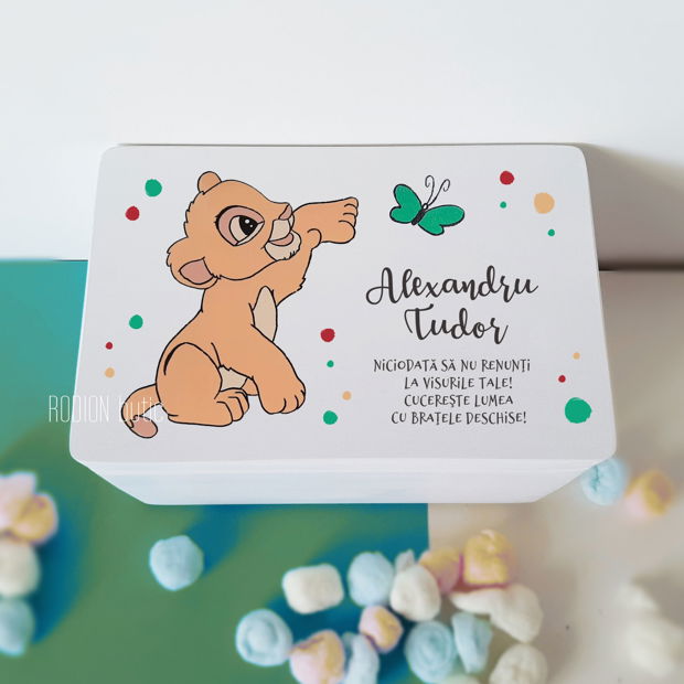 Cufar amintiri Simba pictat manual personalizat cu nume