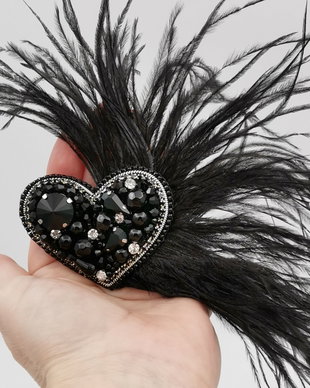 Broșă - Glam Black Heart