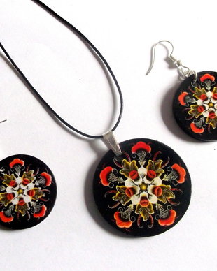 set bijuterii lemn cu mandala 41127