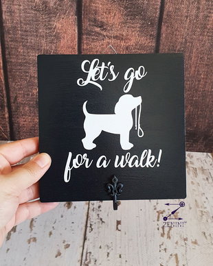 Cuier Let's go for a walk, cuier catel, cuier lesa catel, cuier caine, cuier cu mesaj, cuier personalizat