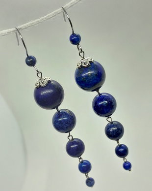 cercei handmade lungi din pietre semipretioase - lapis lazuli - mov - violet