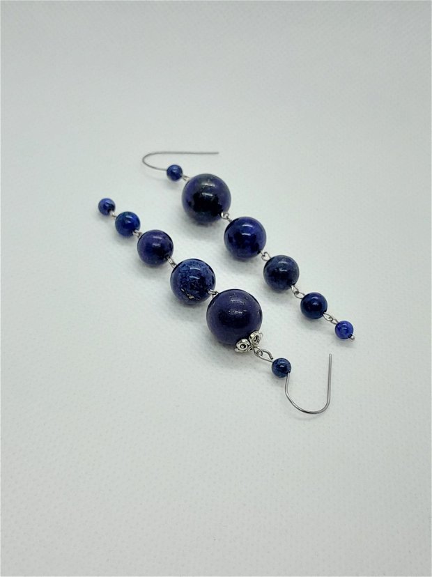 cercei handmade lungi din pietre semipretioase - lapis lazuli - mov - violet