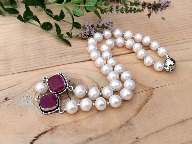 Colier perle&rubin