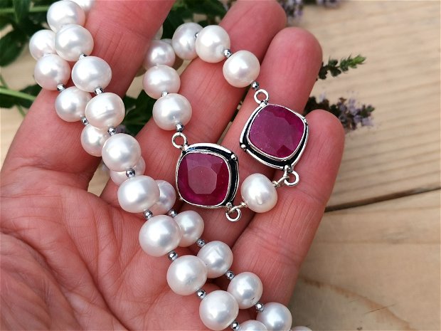 Colier perle&rubin