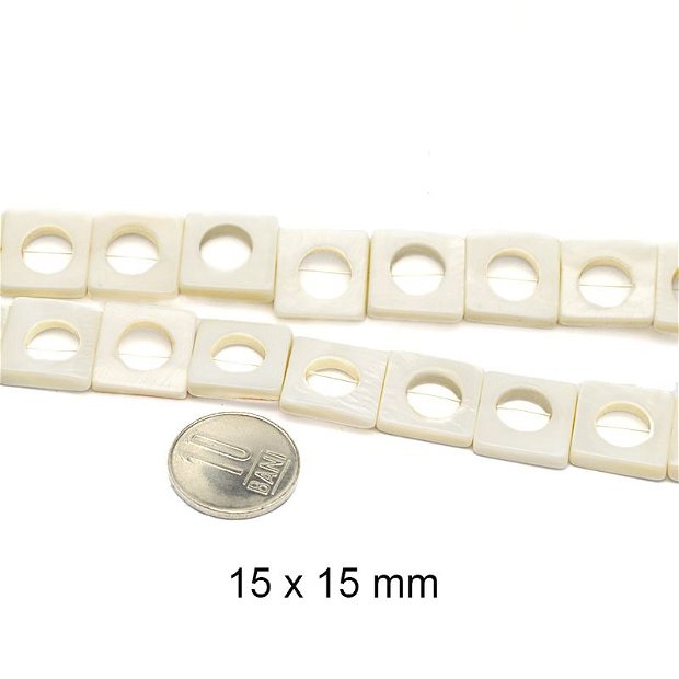 Margele sidef natural, 15 x 15 mm, SD-10
