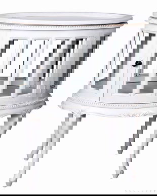 Minibar englezesc din lemn masiv alb