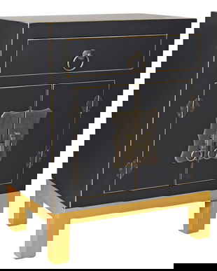 Noptiera exotica din lemn masiv negru