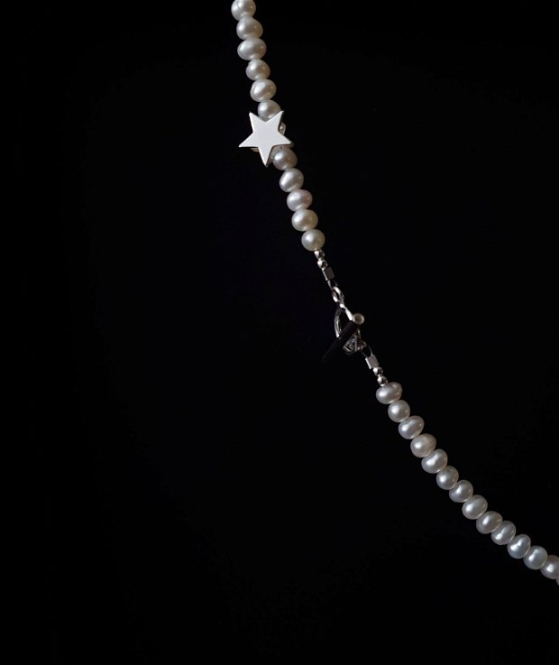 Colier perle naturale si stea argint