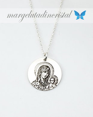 Lantisor/Colier Personalizat / Maica Domnului / Fecioara Maria / Icoana / Argint 925